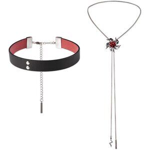 Honkai: Star Rail Acheron-Themed Garnet Necklace Set in Brass with Textured Fini